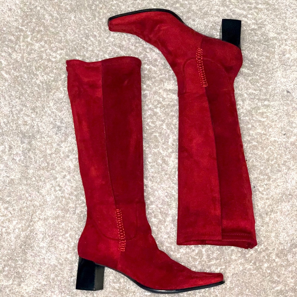 Franco Sarto Deep Red Suede Boots Size 12